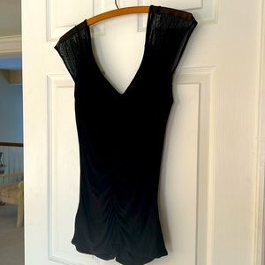 Guess Sheer Sleeves Detailed Black Shirt - Size Small